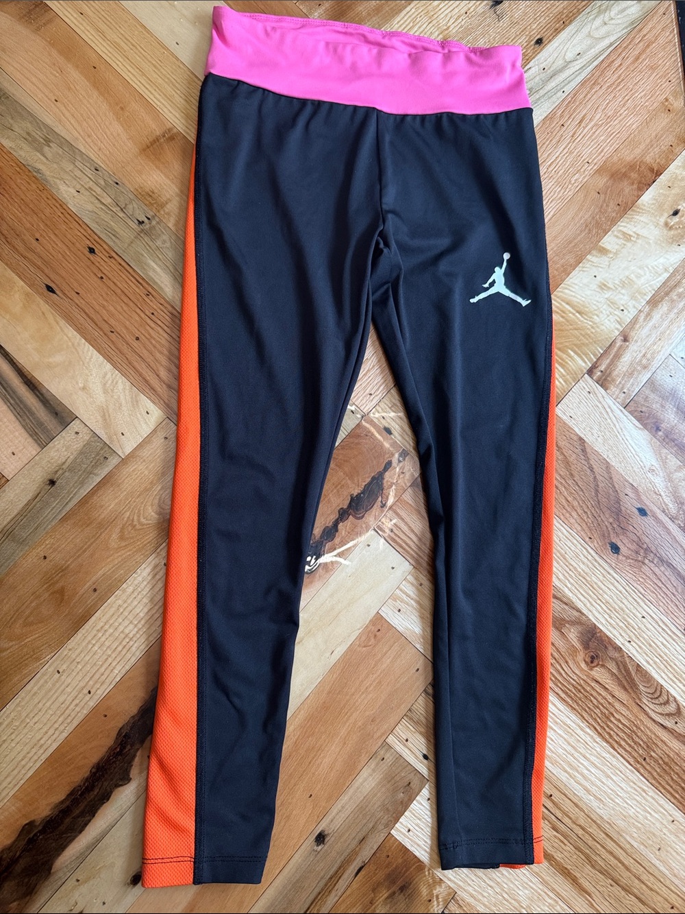 Nike Jordan Kids' Black Track Pants & Leggings Set with Orange & Pink Accents - Picture 3 of 11